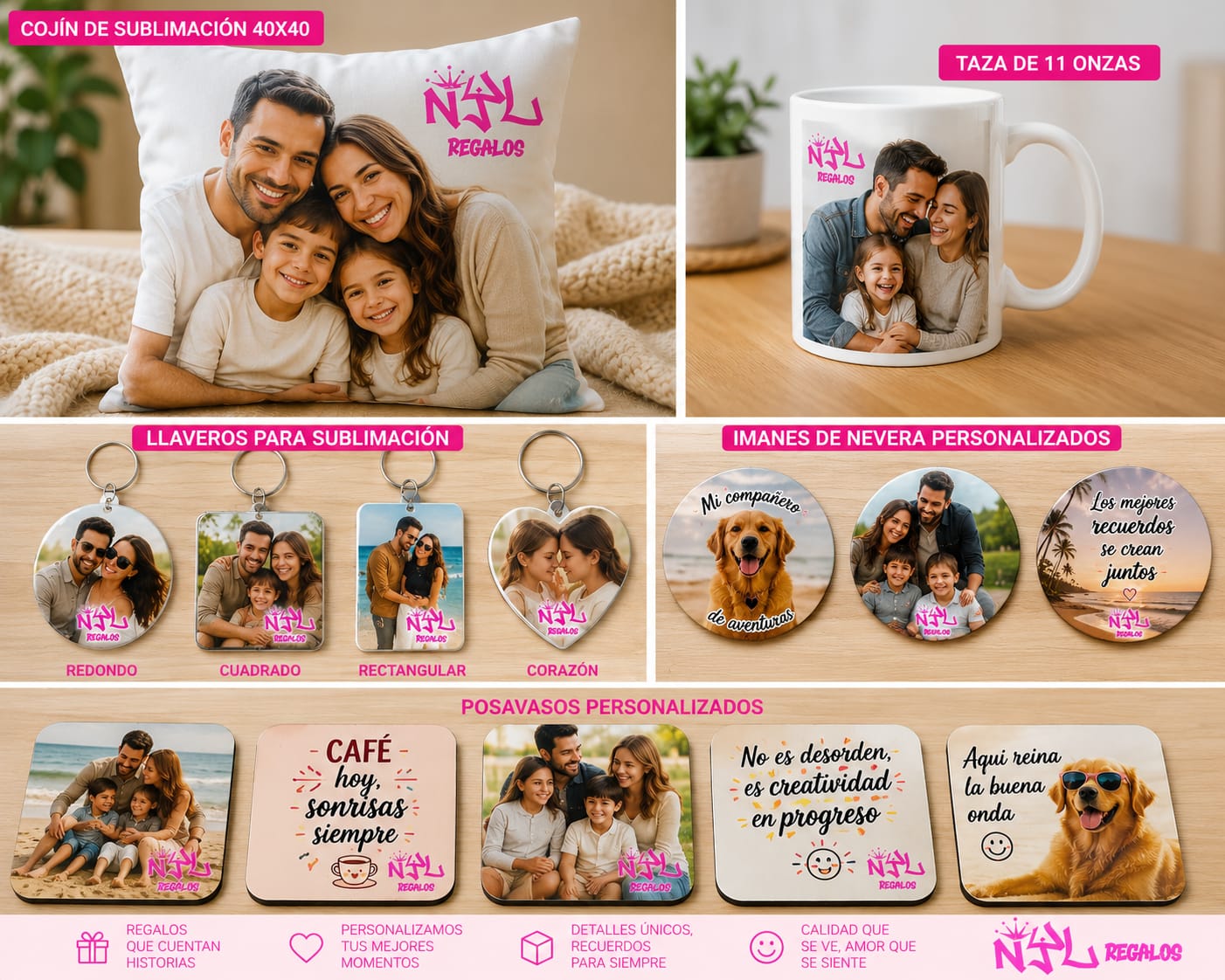 Productos personalizados por sublimación: camisetas, tazas, cojines, gorras y llaveros con impresión a todo color